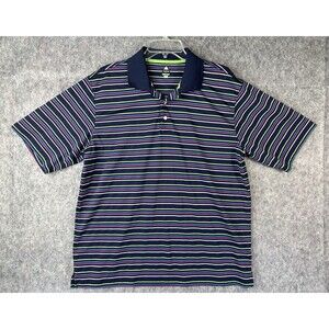 Bolle Golf Tech Shirt Men's Lg Navy with Stripes Short Sleeves Colorful